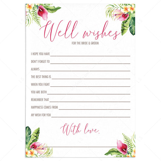 Tropical Wedding Well Wishes for the Bride and Groom Cards by LittleSizzle