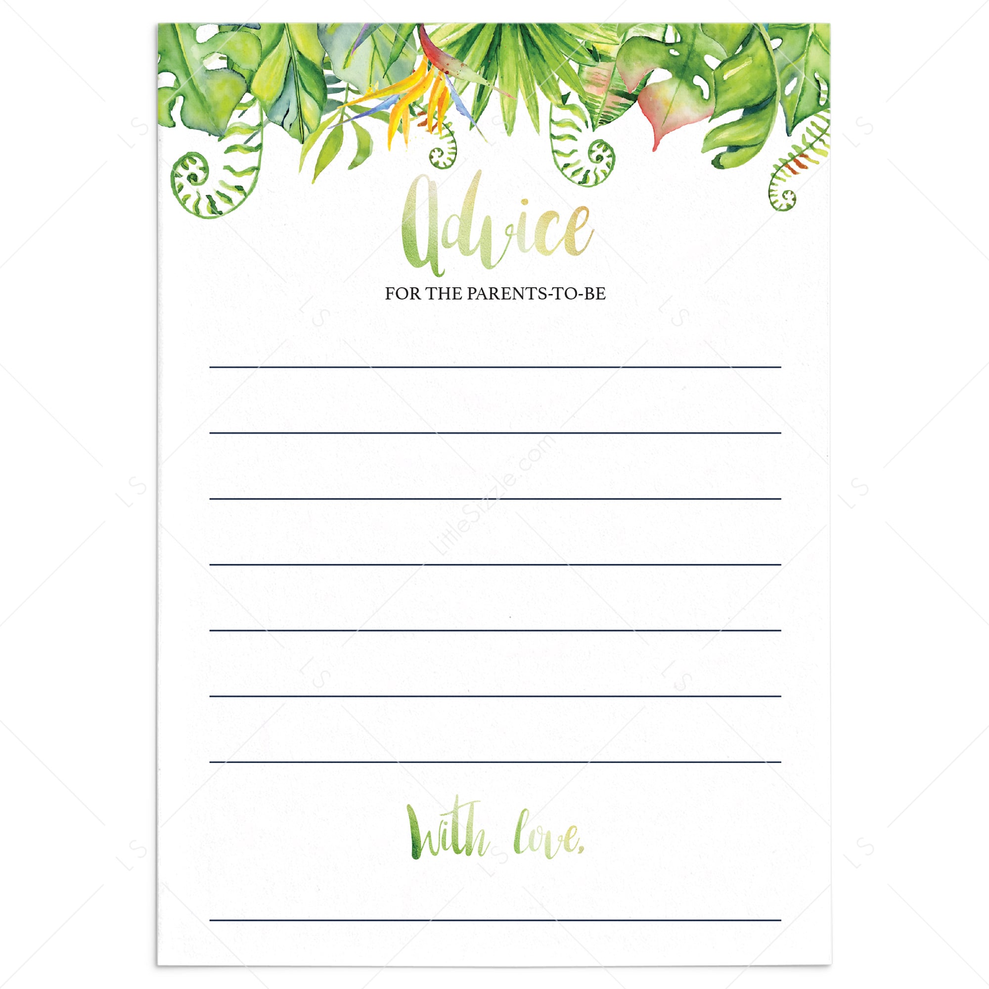 Hawaiian baby shower games advice for the parents-to-be printable by LittleSizzle