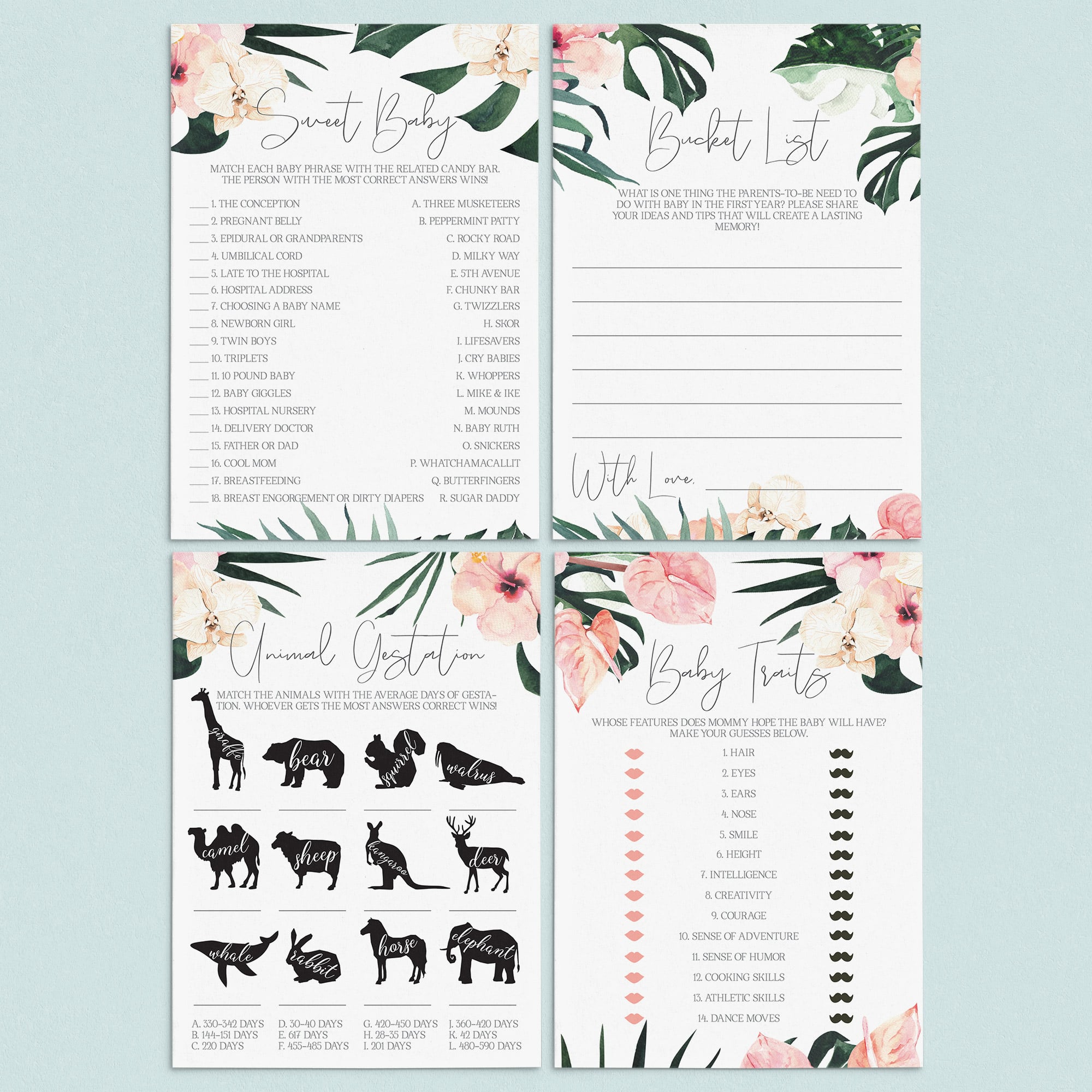 4 Fun Baby Shower Games Tropical Theme by LittleSizzle