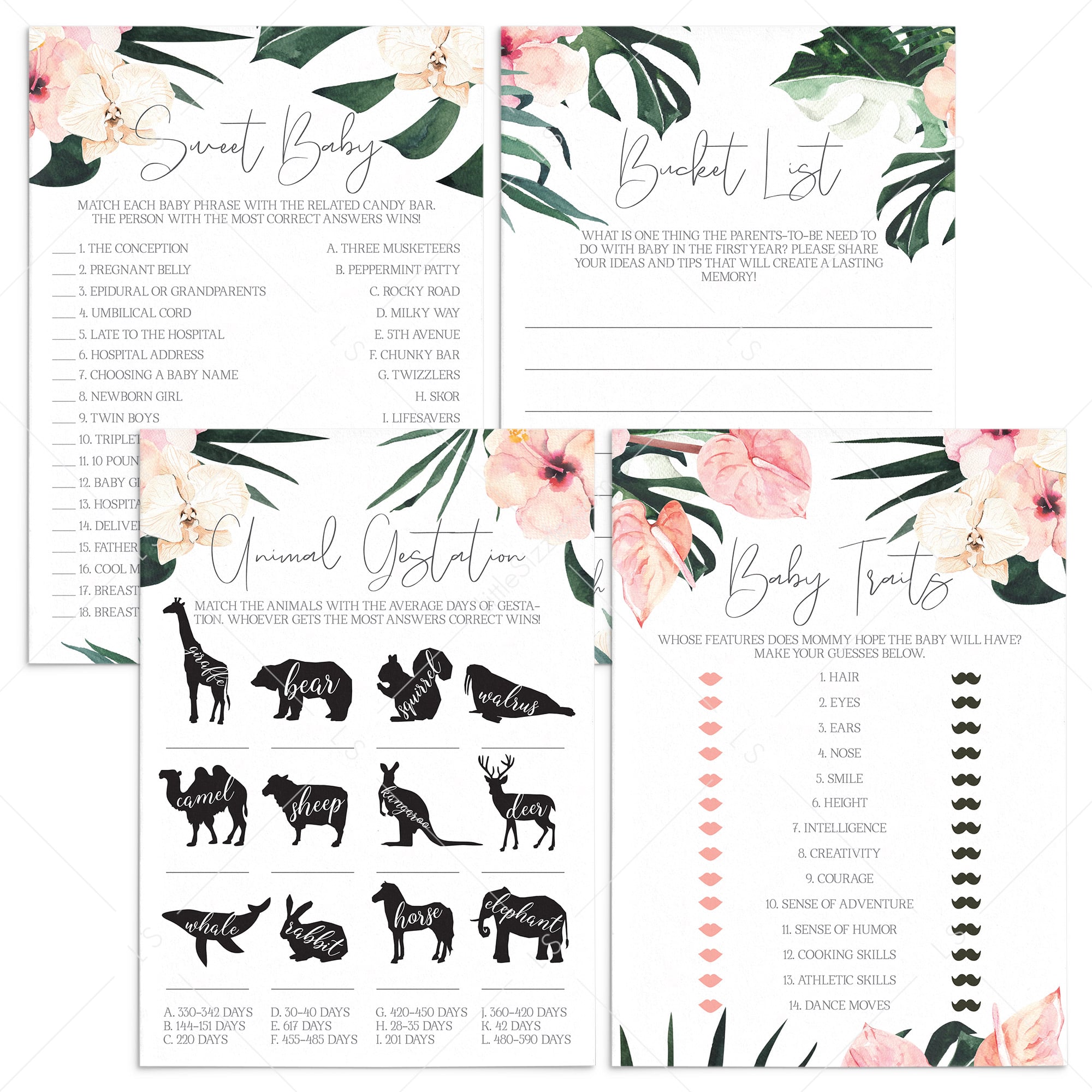 4 Fun Baby Shower Games Tropical Theme by LittleSizzle