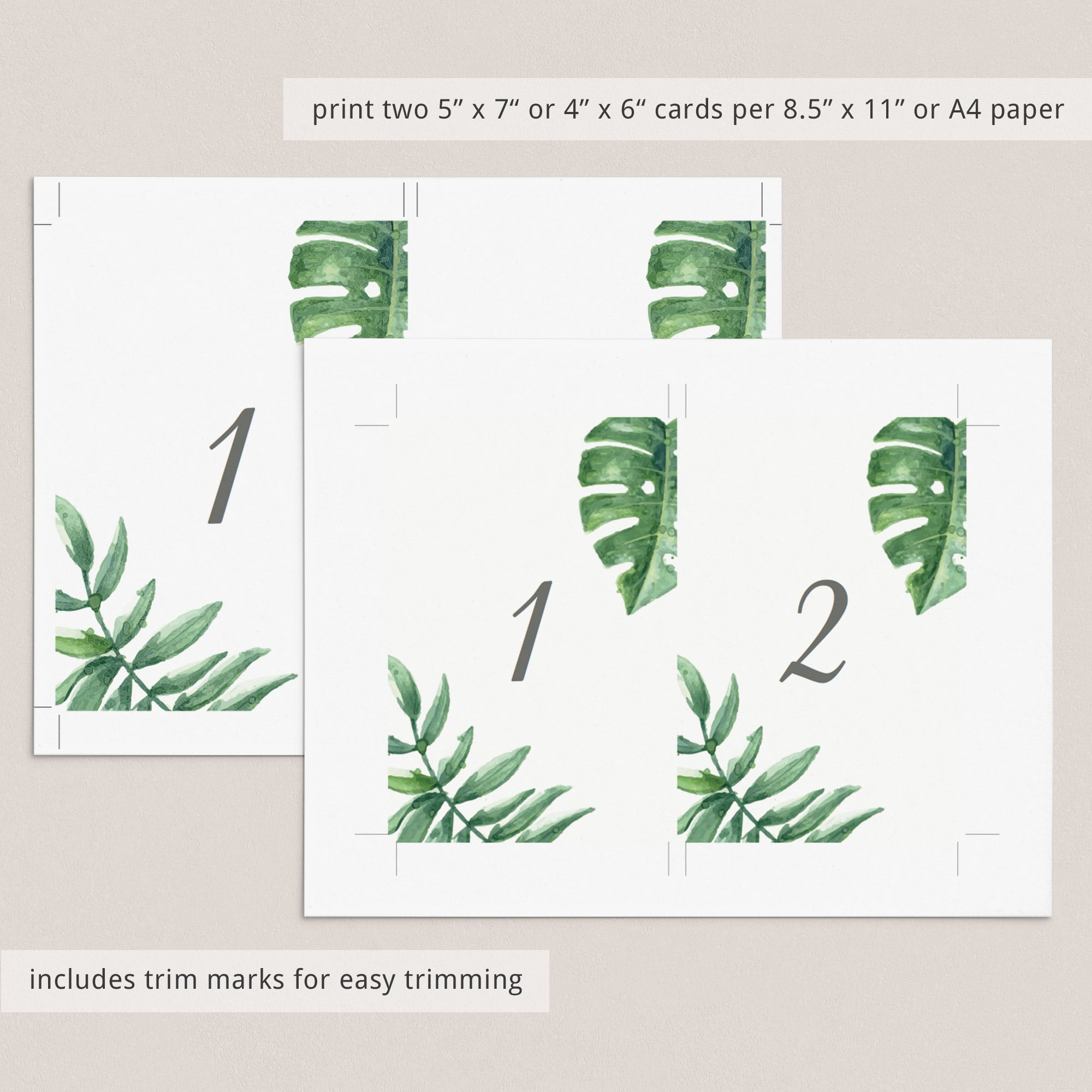 Editable table number PDF template by LittleSizzle