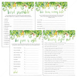 Green tropical theme baby shower game printables by LittleSizzle