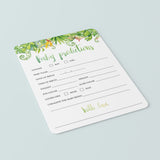 Green Tropical Baby Shower Prediction Card Printable