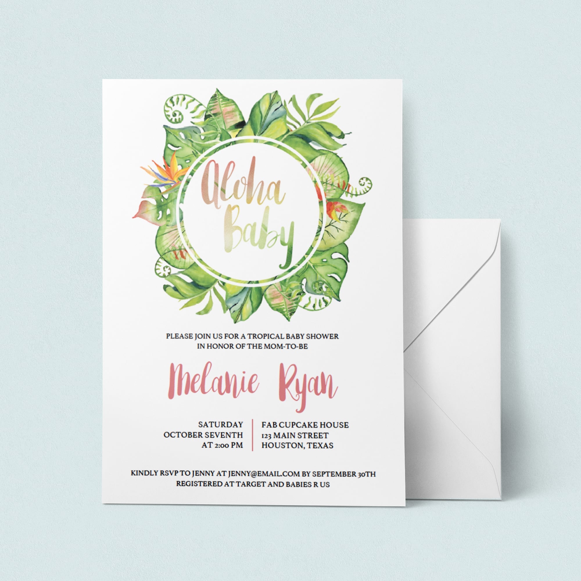 Pink and green baby shower invitation by LittleSizzle