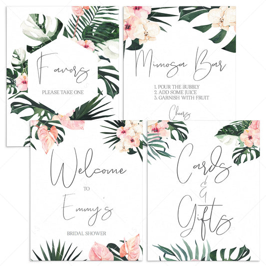 Tropical Bridal Shower Signs Package Download by LittleSizzle