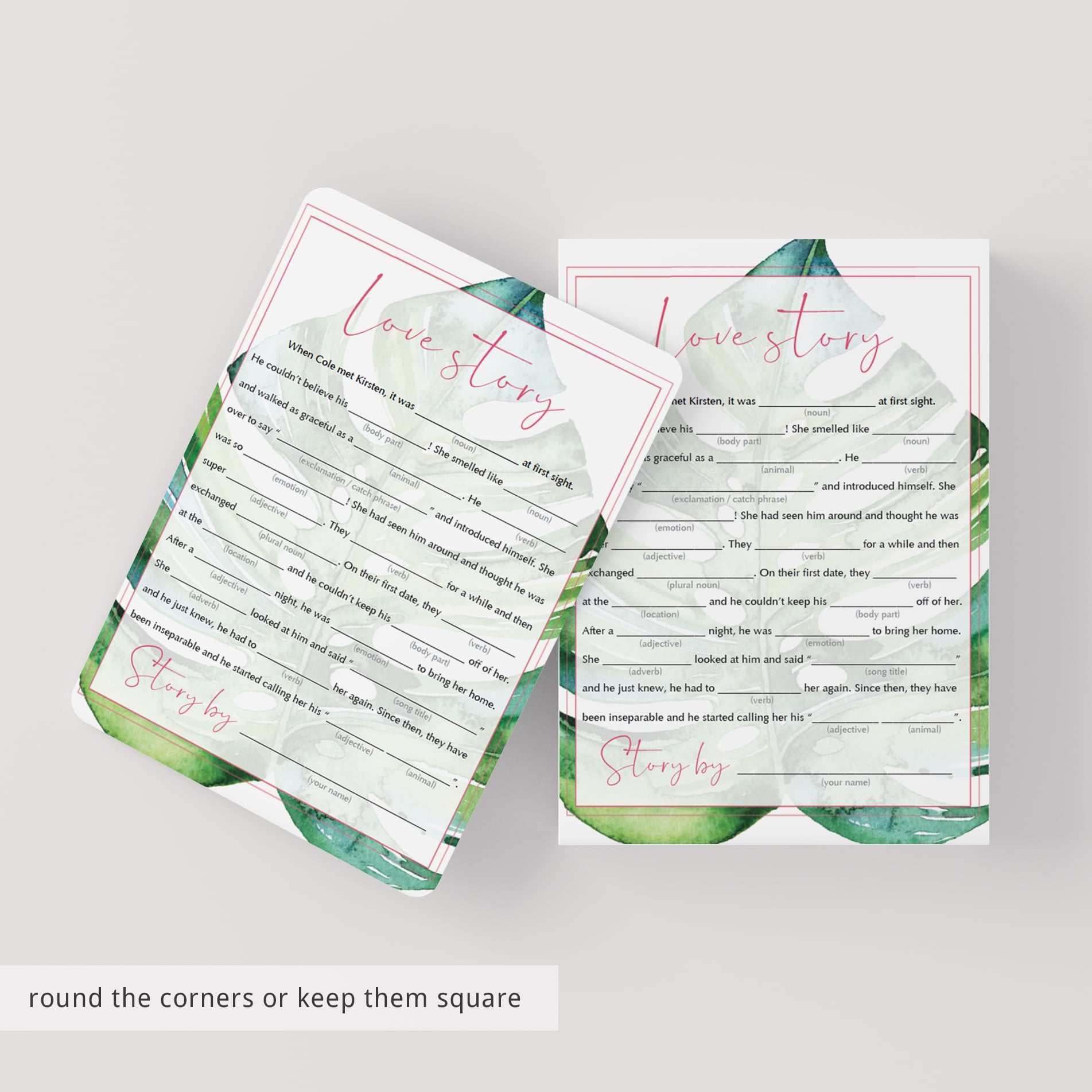 editable bridal shower mad libs love story printable