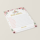 Unicorn Twins Baby Shower Baby Wishes Cards Printable