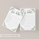 Greenery Baby Shower Wishes for Twins Printable