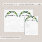 Eucalyptus baby shower game dear babies advice card by LittleSizzle