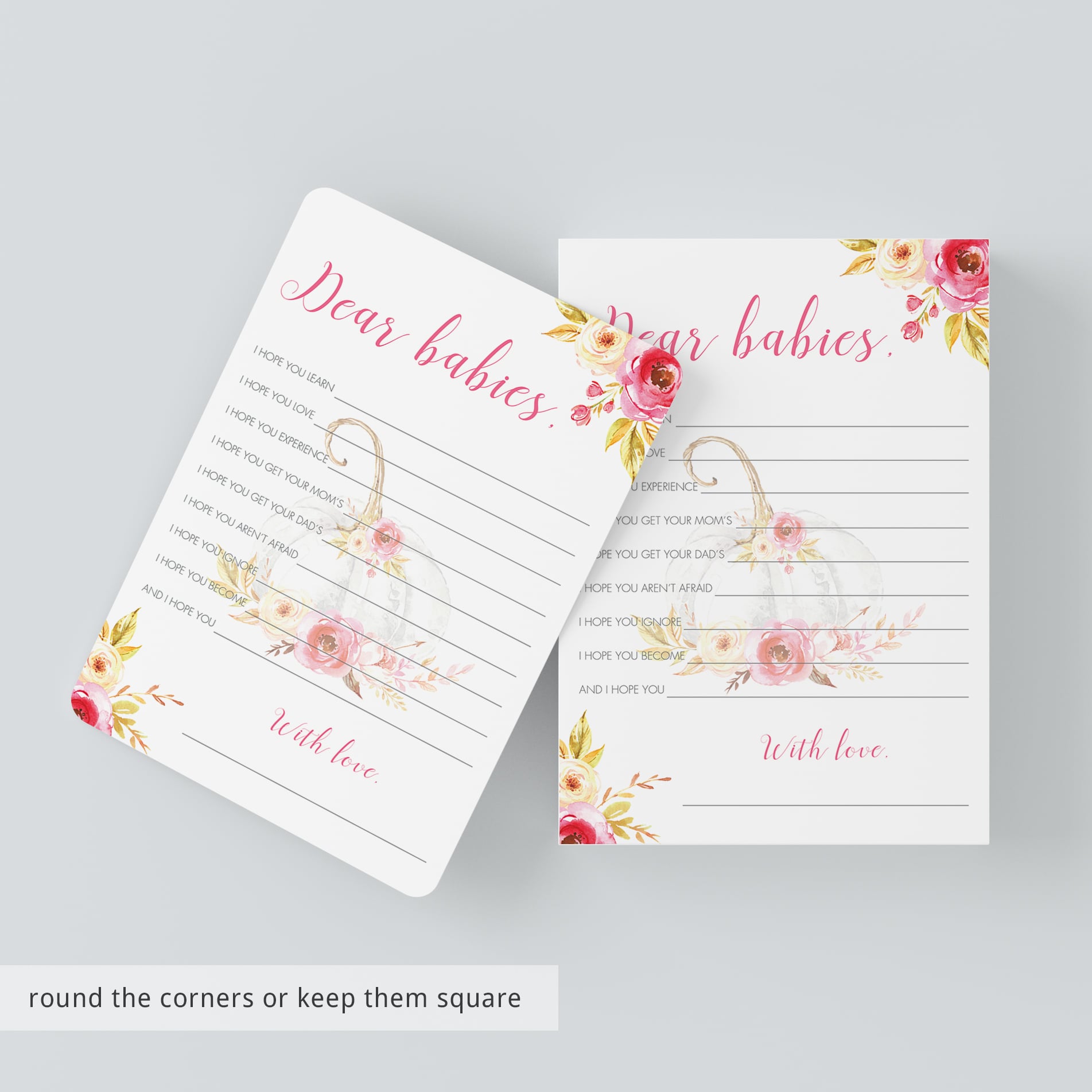 Floral pumpkin babyshower wishes for twins by LittleSizzle