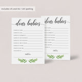 Dear Babies Game for Twins Baby Shower Gender Neutral