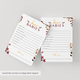 Printable Dear Babies Wishes Card with Burgundy Flowers