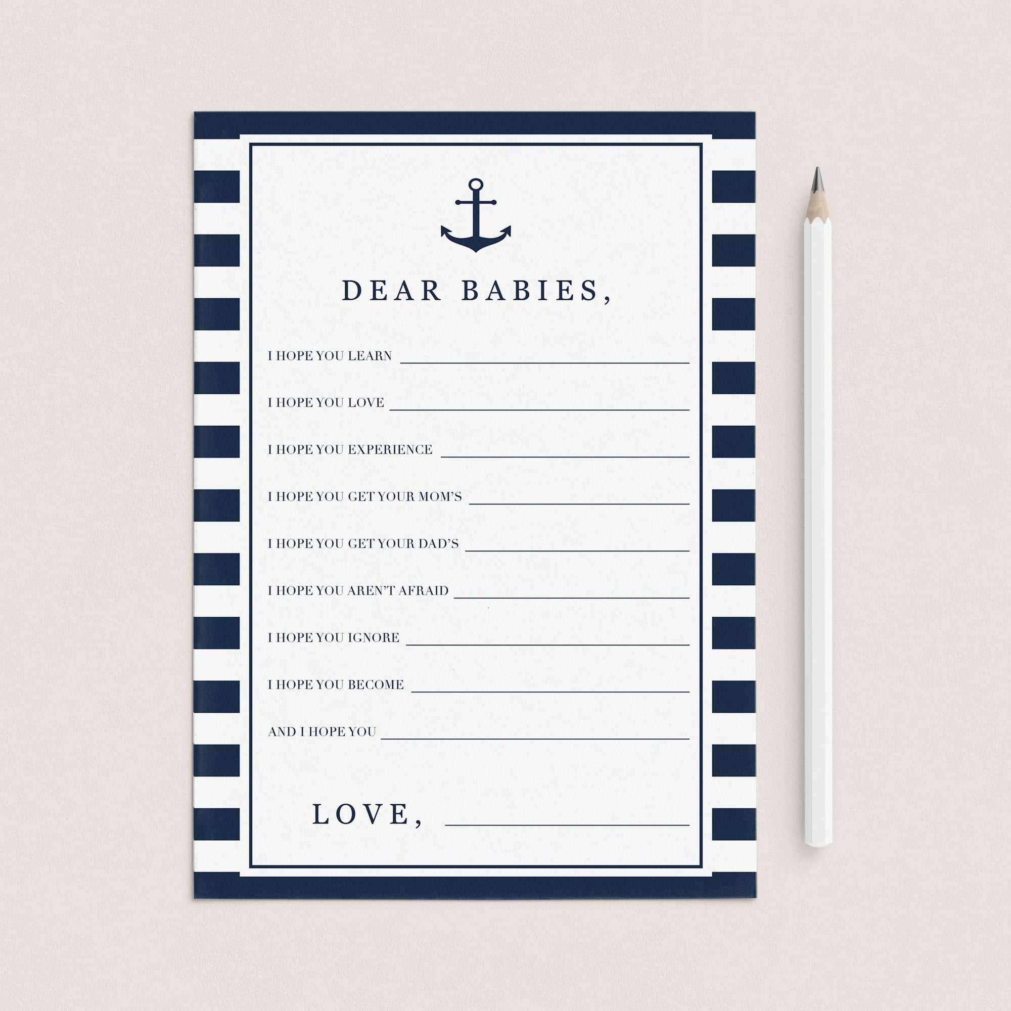 Dear Babies Wishes for Baby Cards Nautical by LittleSizzle