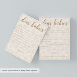 Printable Dear Babies Game for Rustic Safari Baby Shower