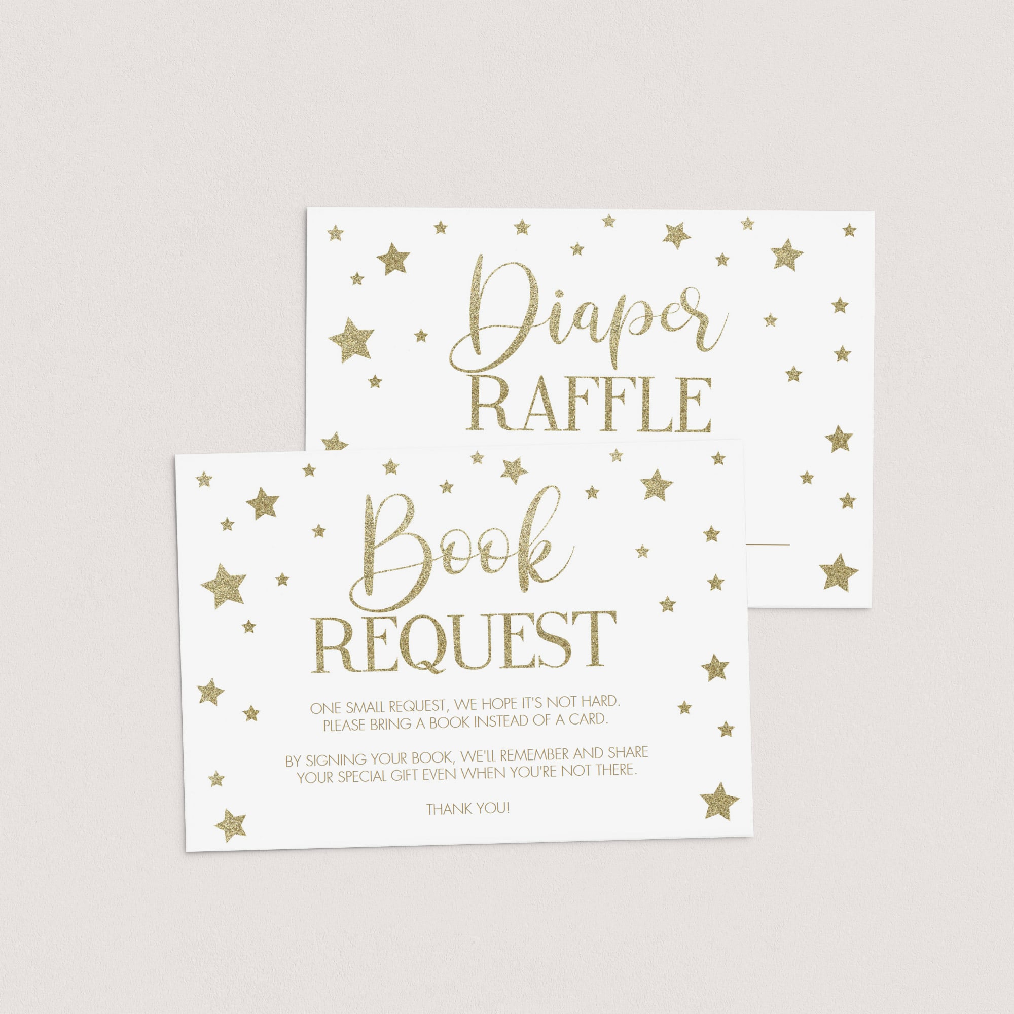 Gold stars baby shower invitation inserts by LittleSizzle