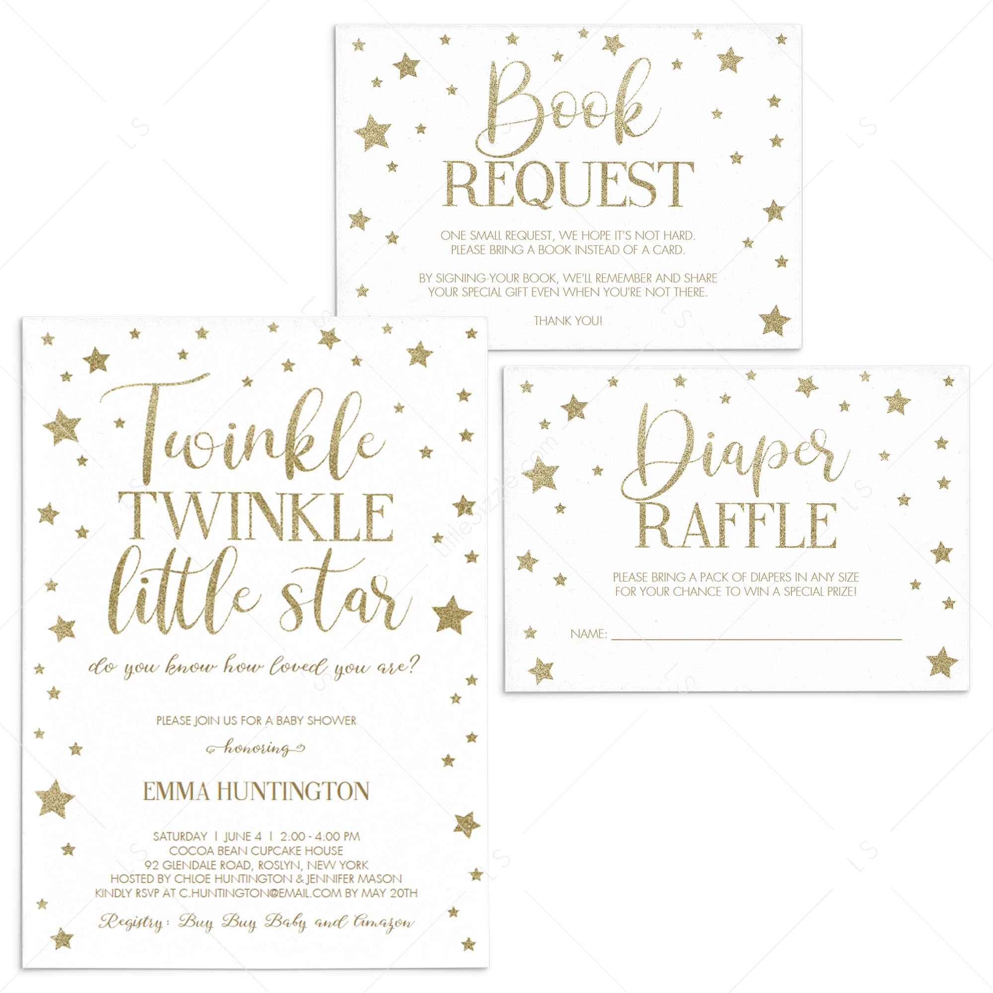 Twinkle Twinkle baby shower invite kit template by LittleSizzle