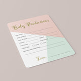 Printable Baby Prediction Game for Pastel Baby Shower