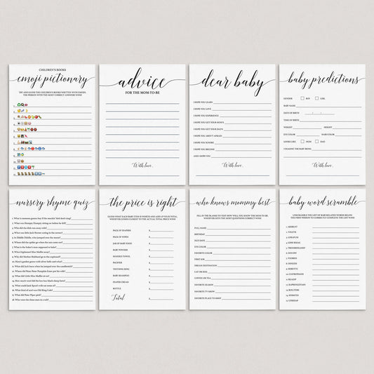 Social Distance Baby Shower Game Bundle Minimalist by LittleSizzle