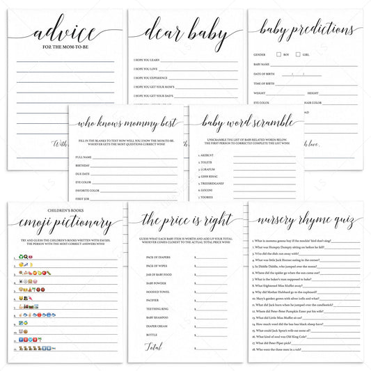 Social Distance Baby Shower Game Bundle Minimalist by LittleSizzle