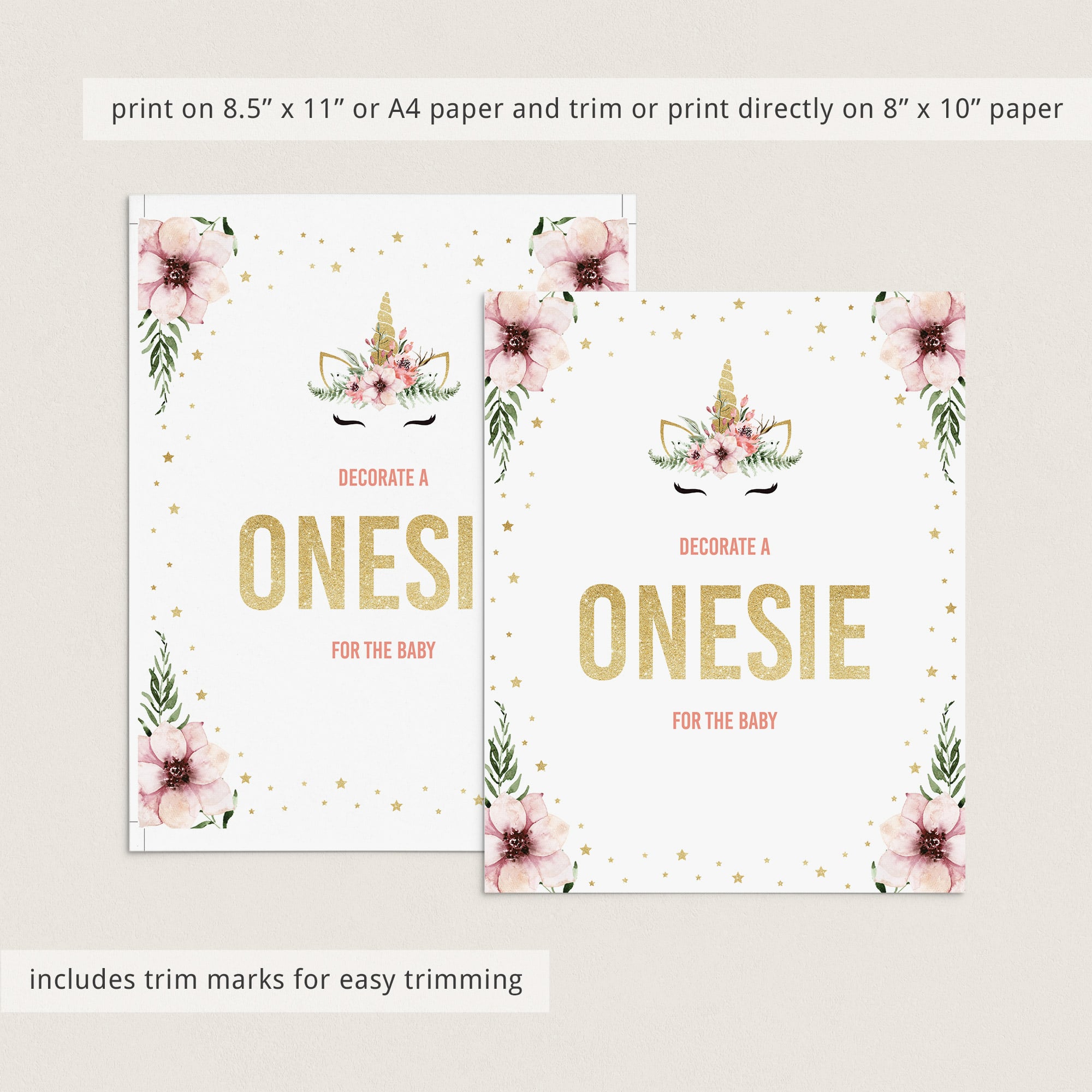 Gold floral baby shower decorations printable by LittleSizzle