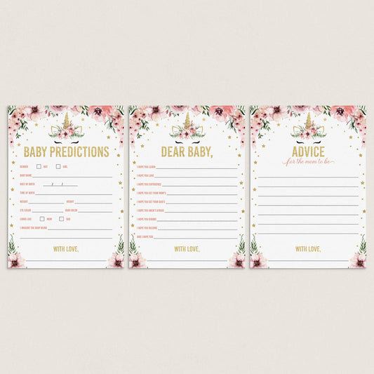 Pink and gold unicorn baby shower bundle by LittleSizzle