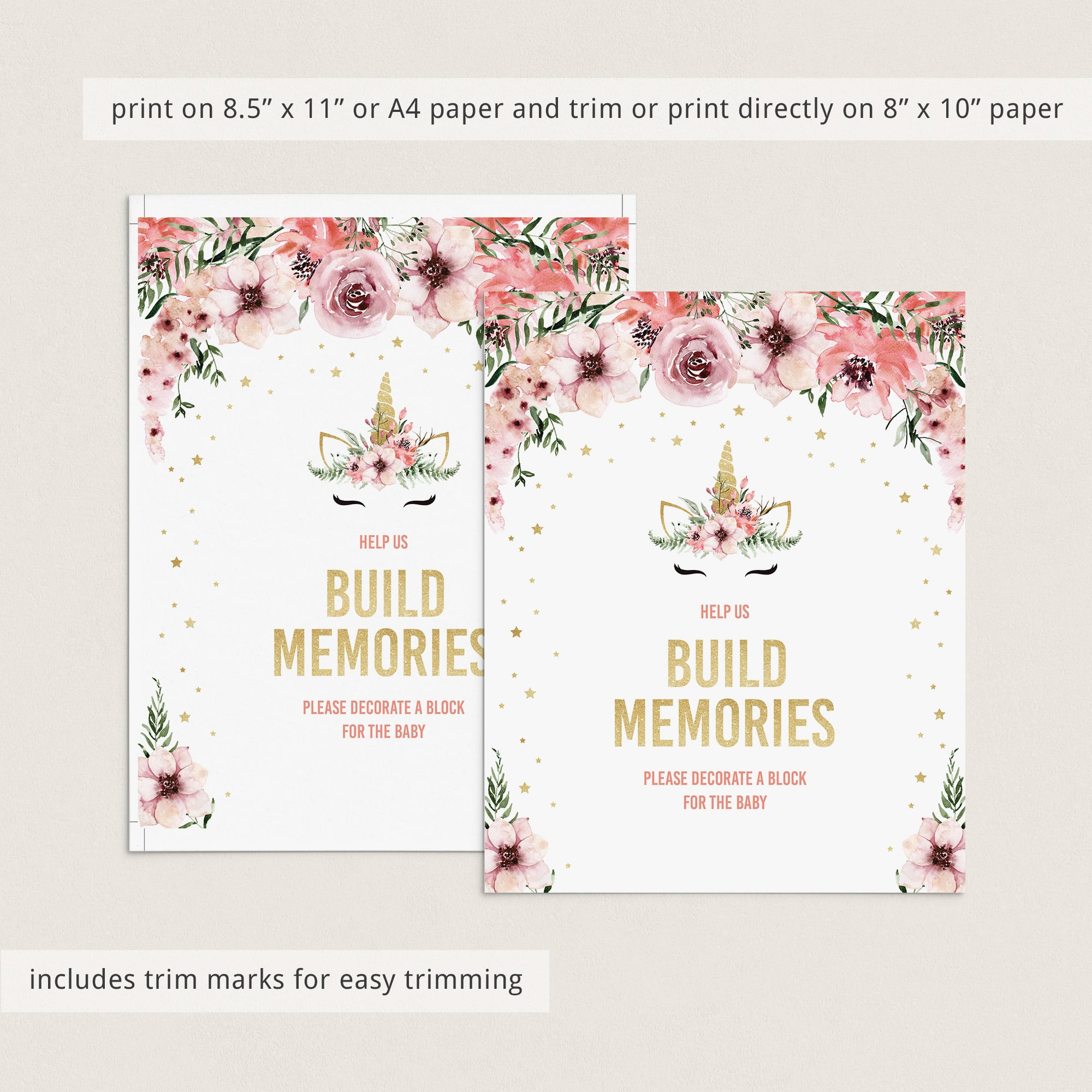 Gold unicorn baby sprinkle games instant download PDF by LittleSizzle