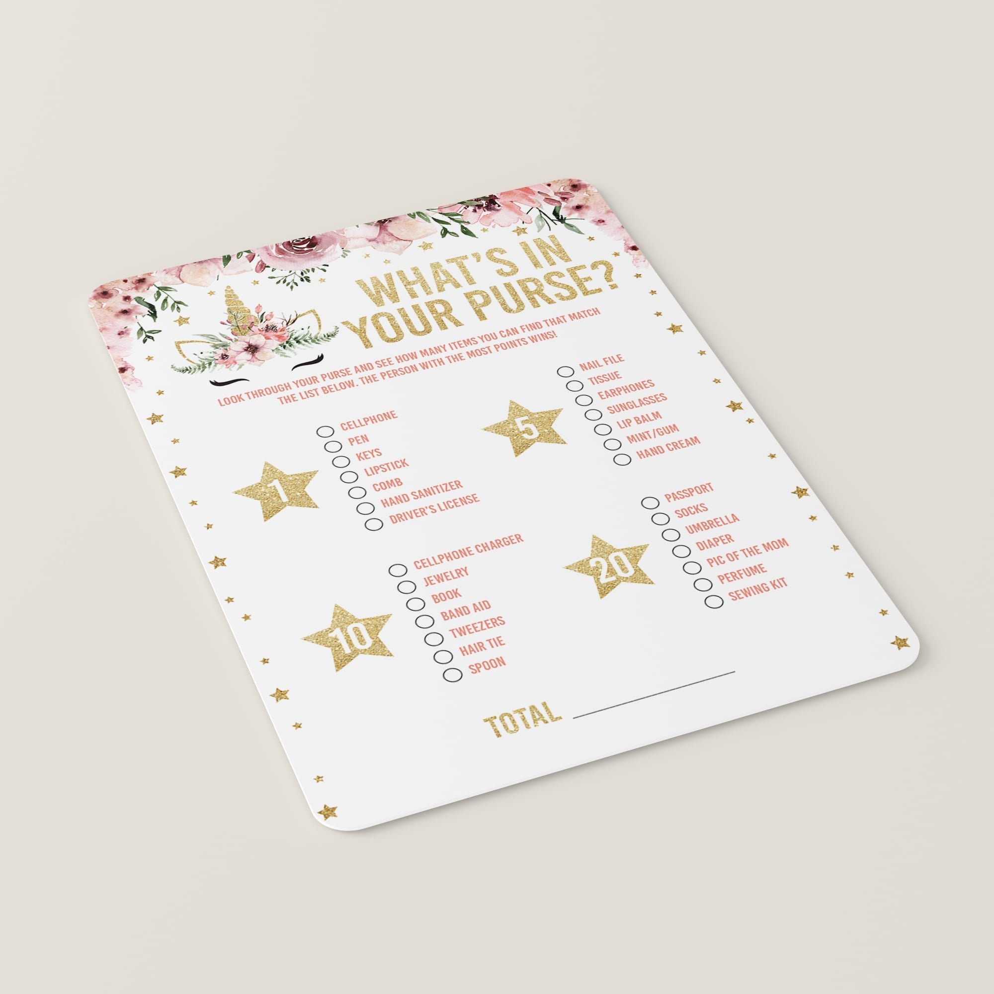 Instant download what's in your purse baby shower game files by LittleSizzle