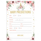 Baby statistics game for unicorn baby shower by LittleSizzle
