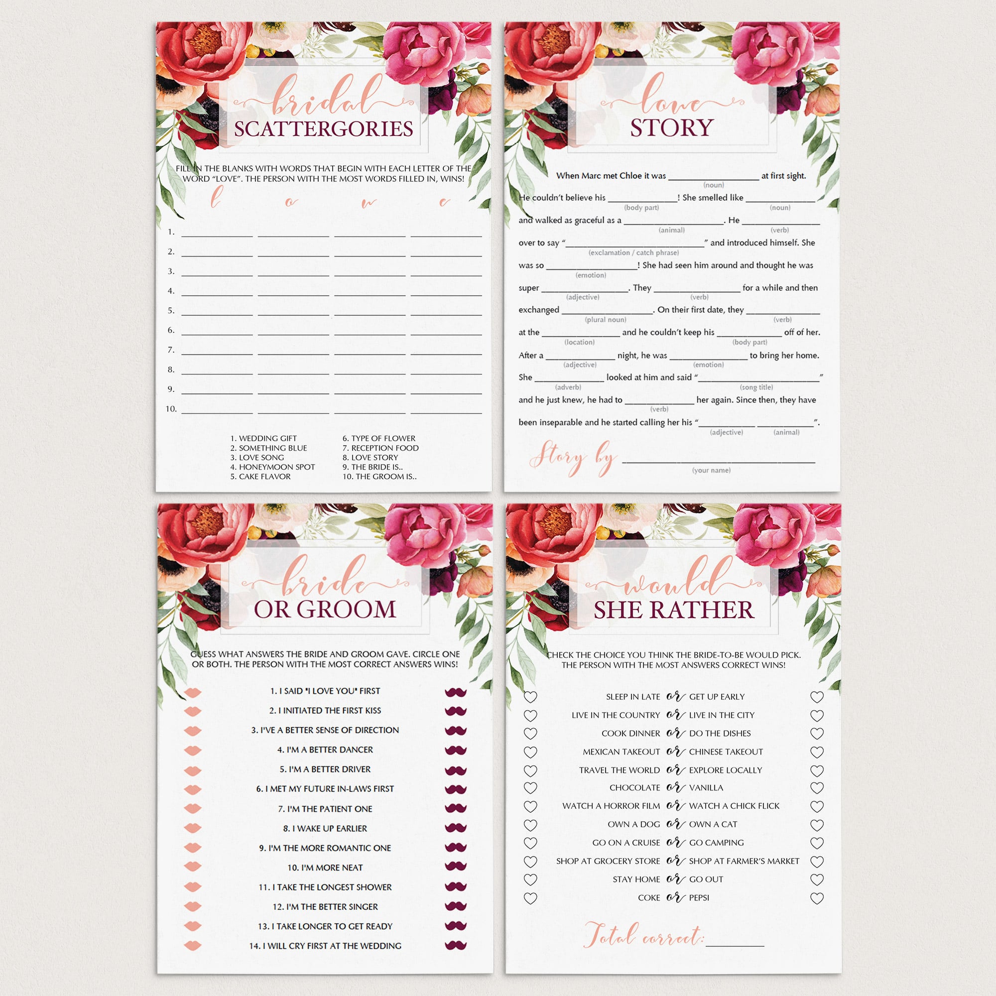 Boho bridal shower games package printable by LittleSizzle