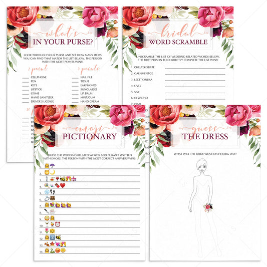 boho chic bridal shower game package instant download by LittleSizzle