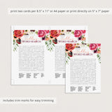 Hot Pink Wedding Word Search Game Digital Download