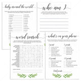 Greenary baby shower games printable by LittleSizzle
