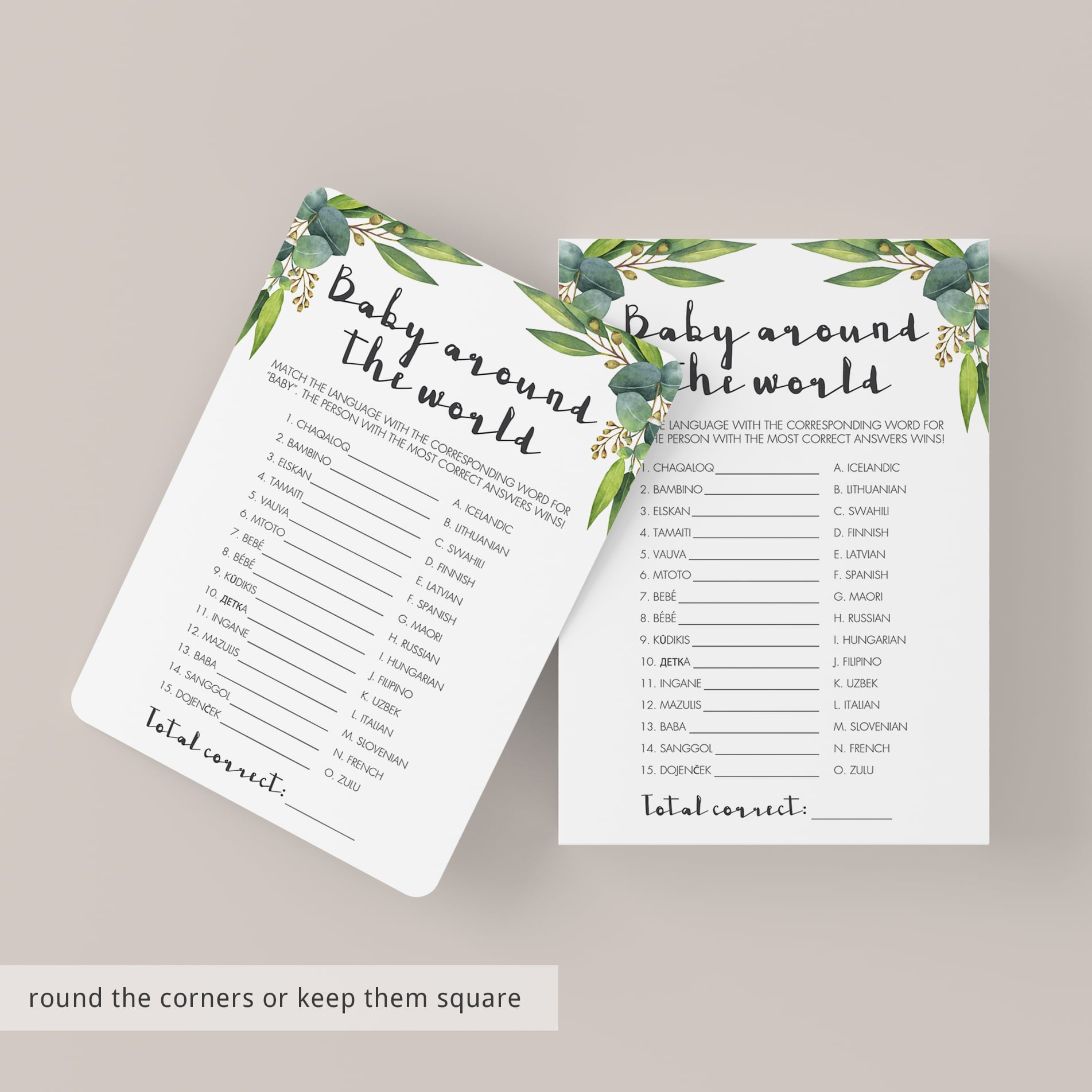 Botanical babyshower games baby around the world by LittleSizzle
