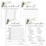 Green and Gold BabyShower Games Package Instant Download by LittleSizzle
