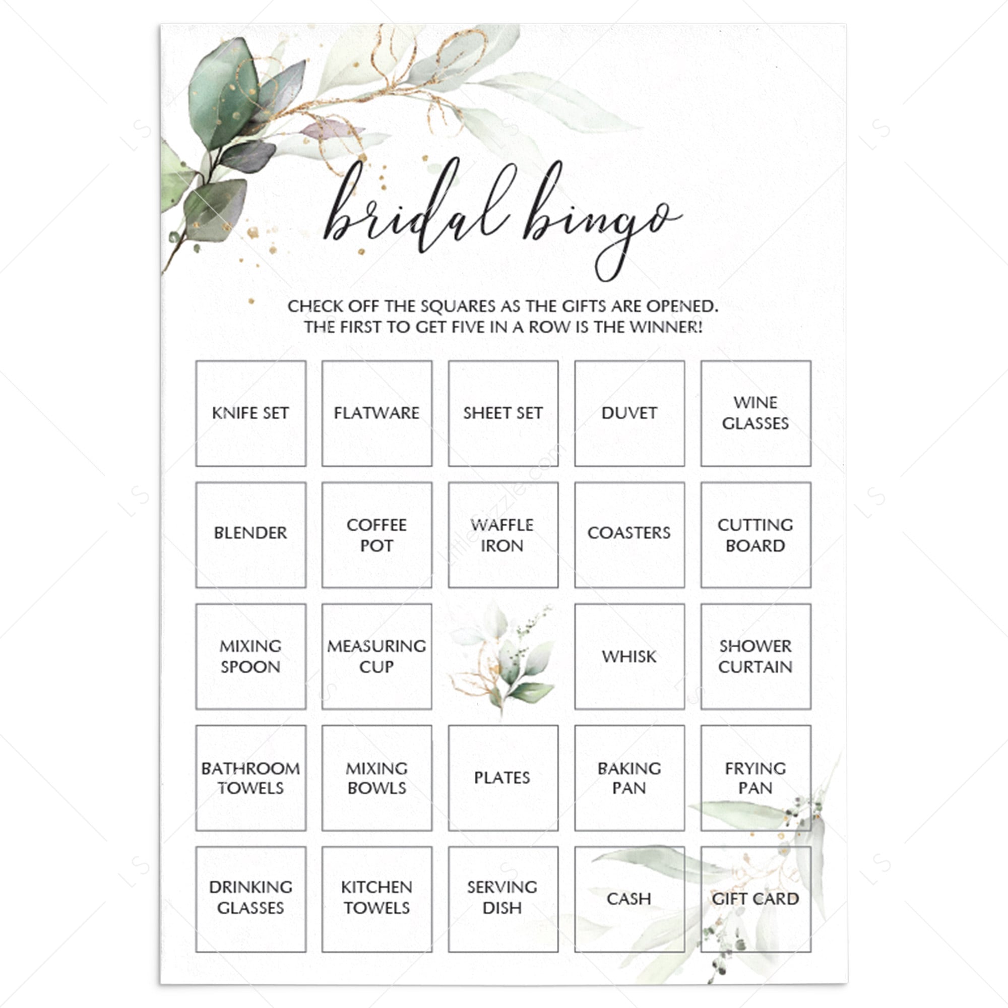 unique bridal bingo game printables by LittleSizzle