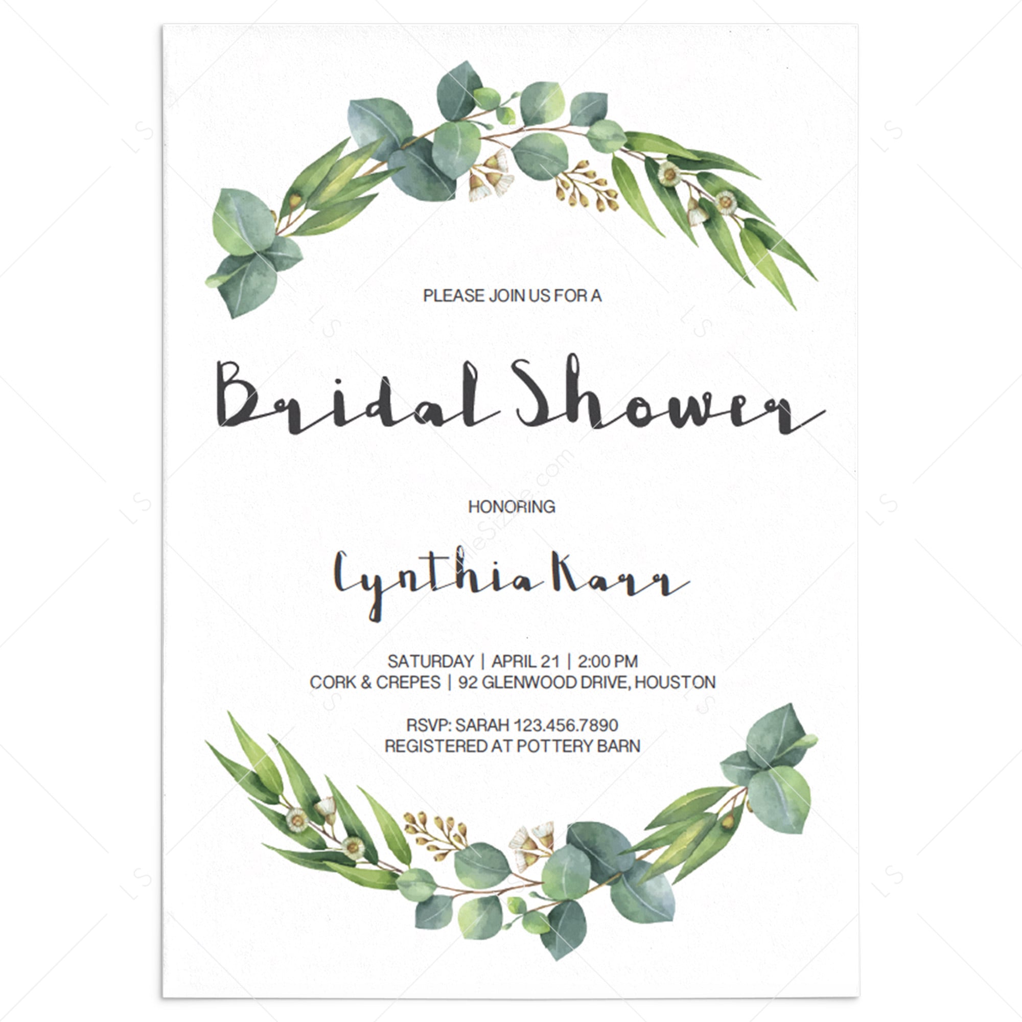 Eucalyptus Bridal Shower Invitations Template Instant Download – LittleSizzle eucalyptus-bridal-shower-invitations-template-instant-download-littlesizzle