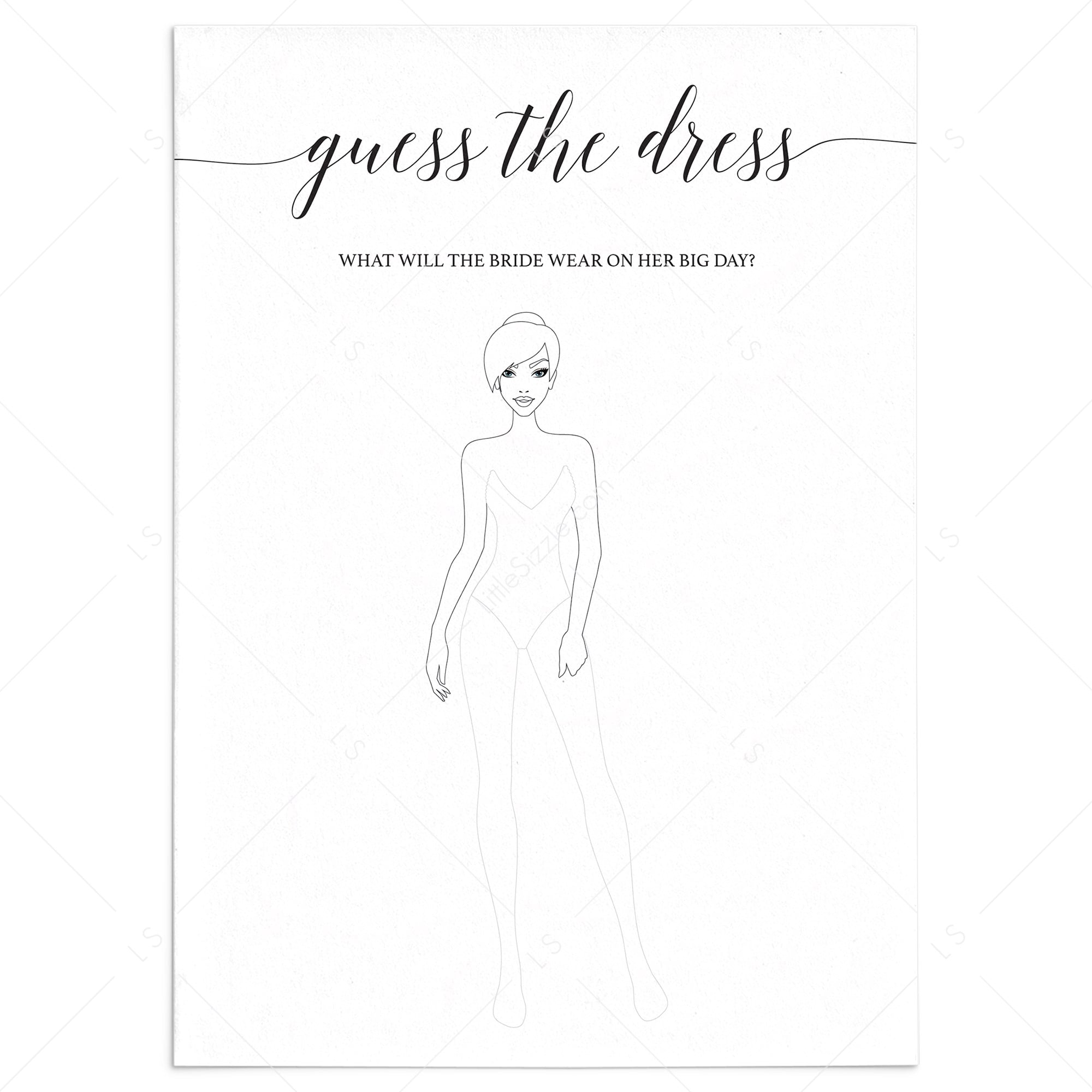 Bridal Shower Game Guess Her Dress | Printable –