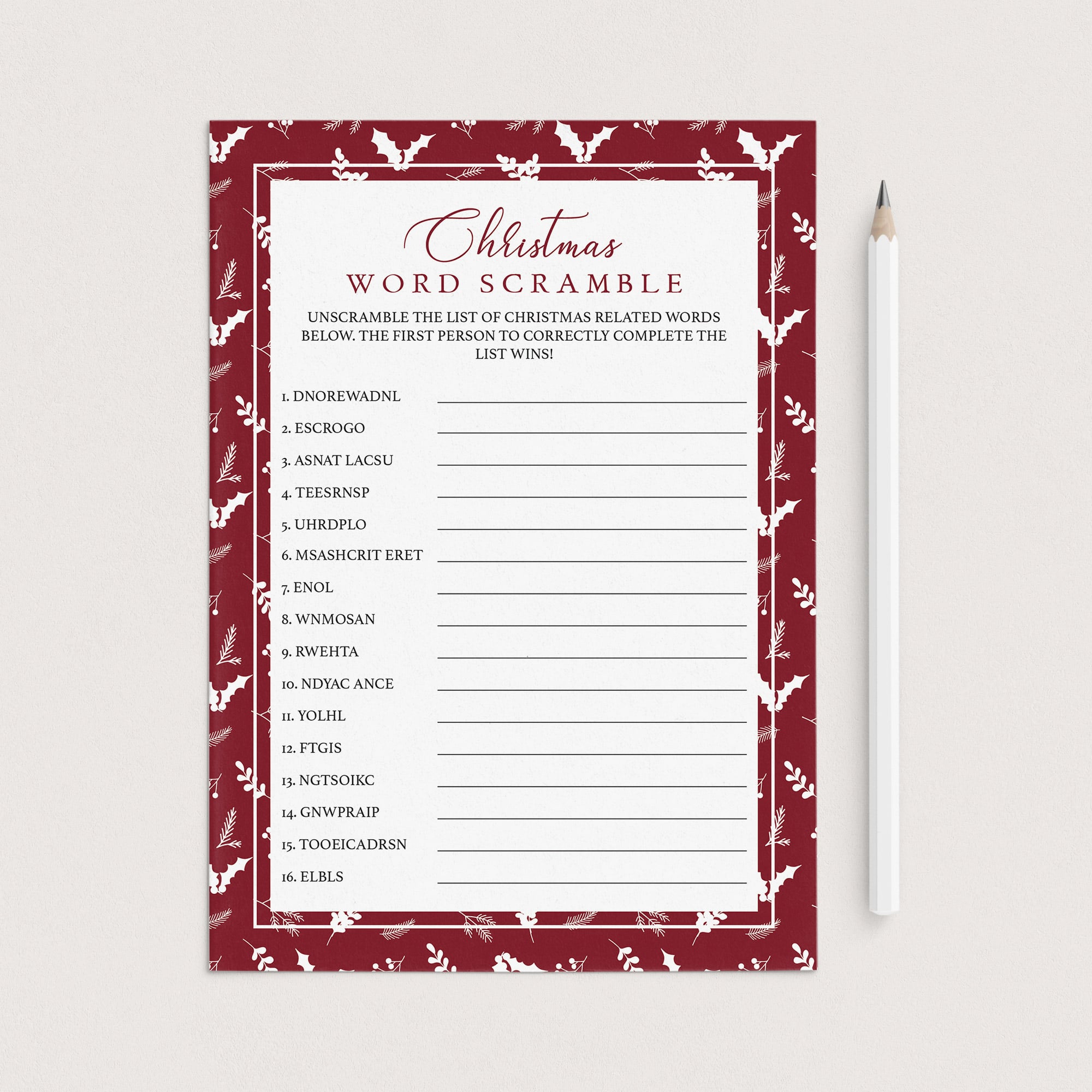 Holiday Word Scramble Game Instant Download by LittleSizzle