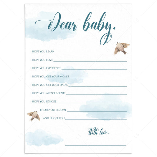 Up and away baby shower wishes for baby game by LittleSizzle