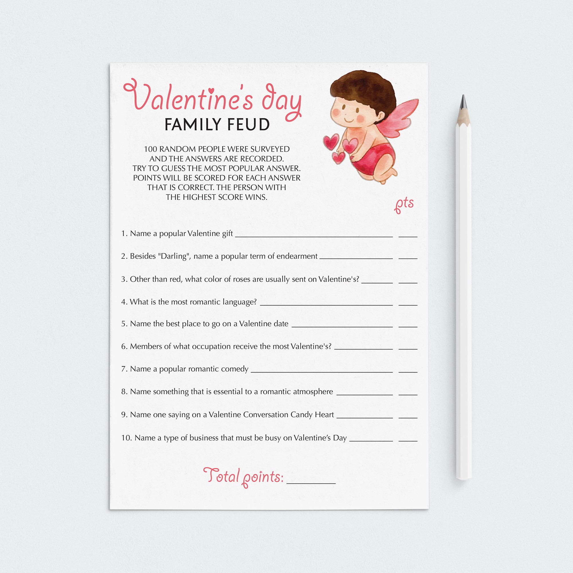 Valentine Game Family Feud Printable by LittleSizzle