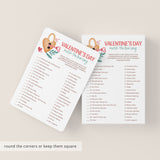 Valentine's Day Party Game Match The Love Song Printable