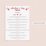 Valentine's Day Trivia Game Virtual & Printable Files