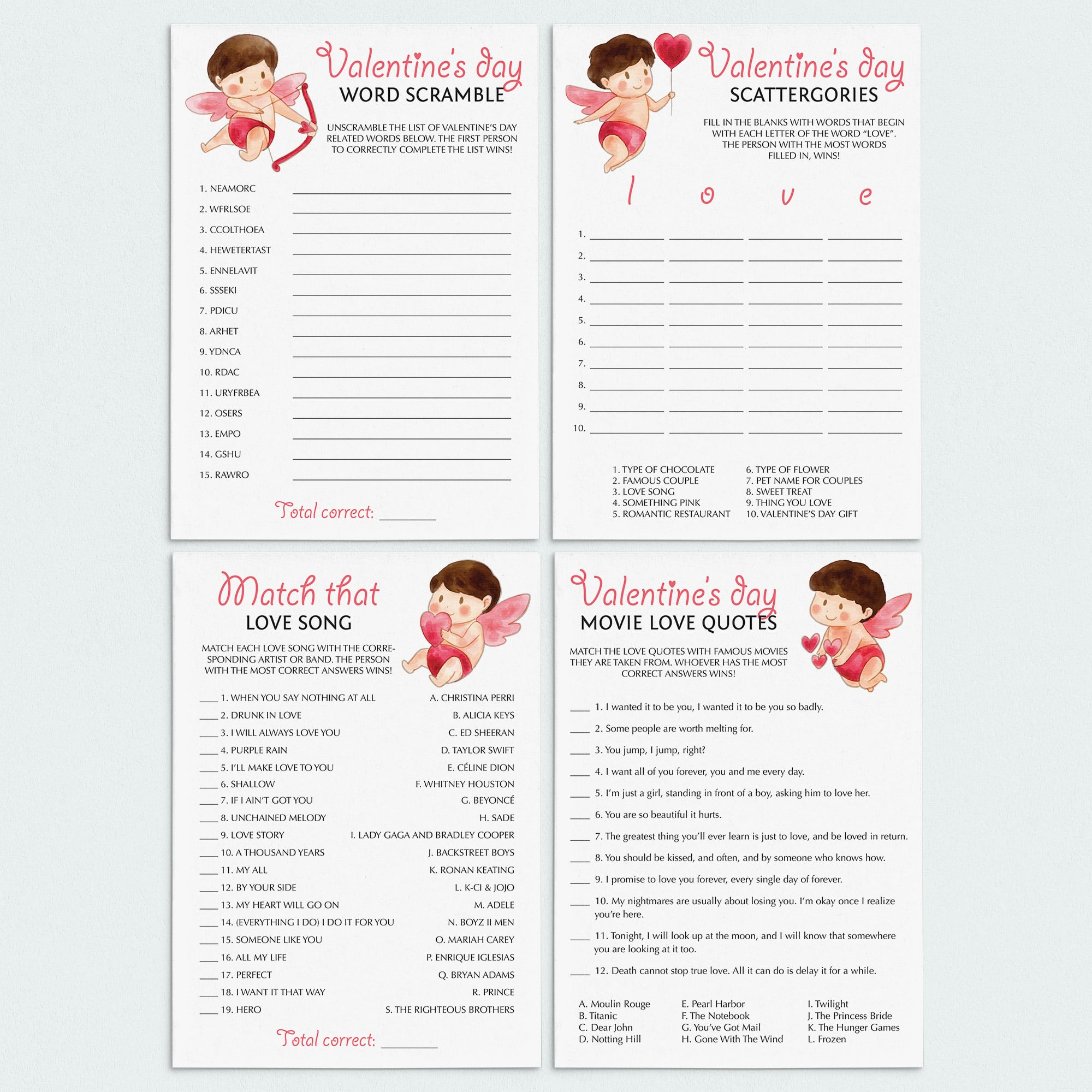 Zoom Valentine's Day Party Games Instant Download by LittleSizzle