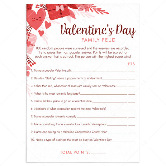Family Feud Valentine's Day Trivia Game Printable by LittleSizzle