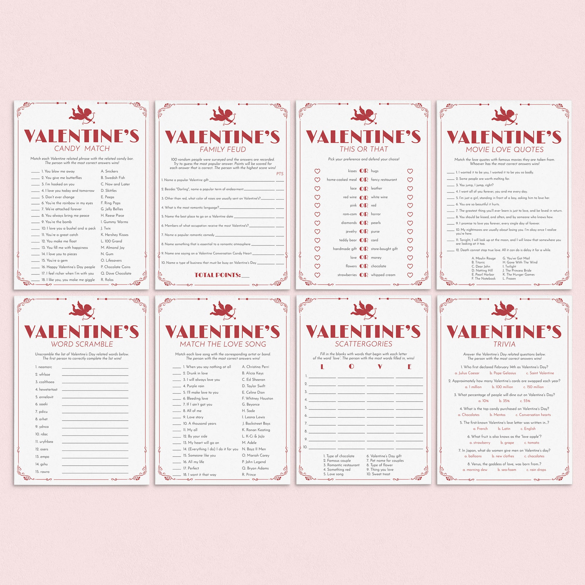 Valentines Games Bundle Printable Instant Download by LittleSizzle