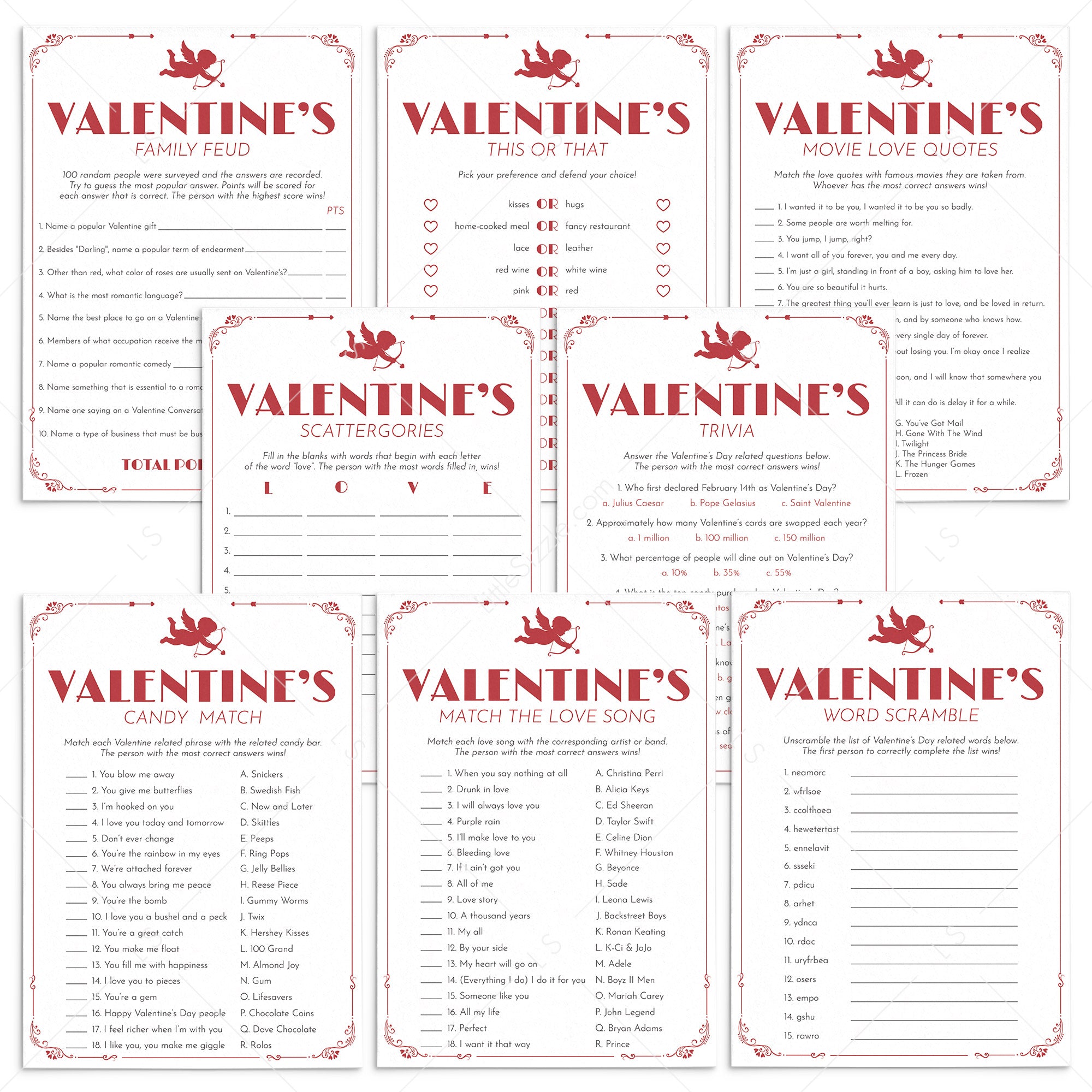 Valentines Games Bundle Printable Instant Download by LittleSizzle