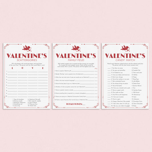 Valentines Party Games Printable Red Cupid by LittleSizzle