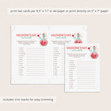 Valentines Word Scramble Game with Answers