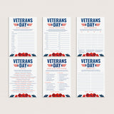 Printable Veterans Day Games and Activities with Red Poppies