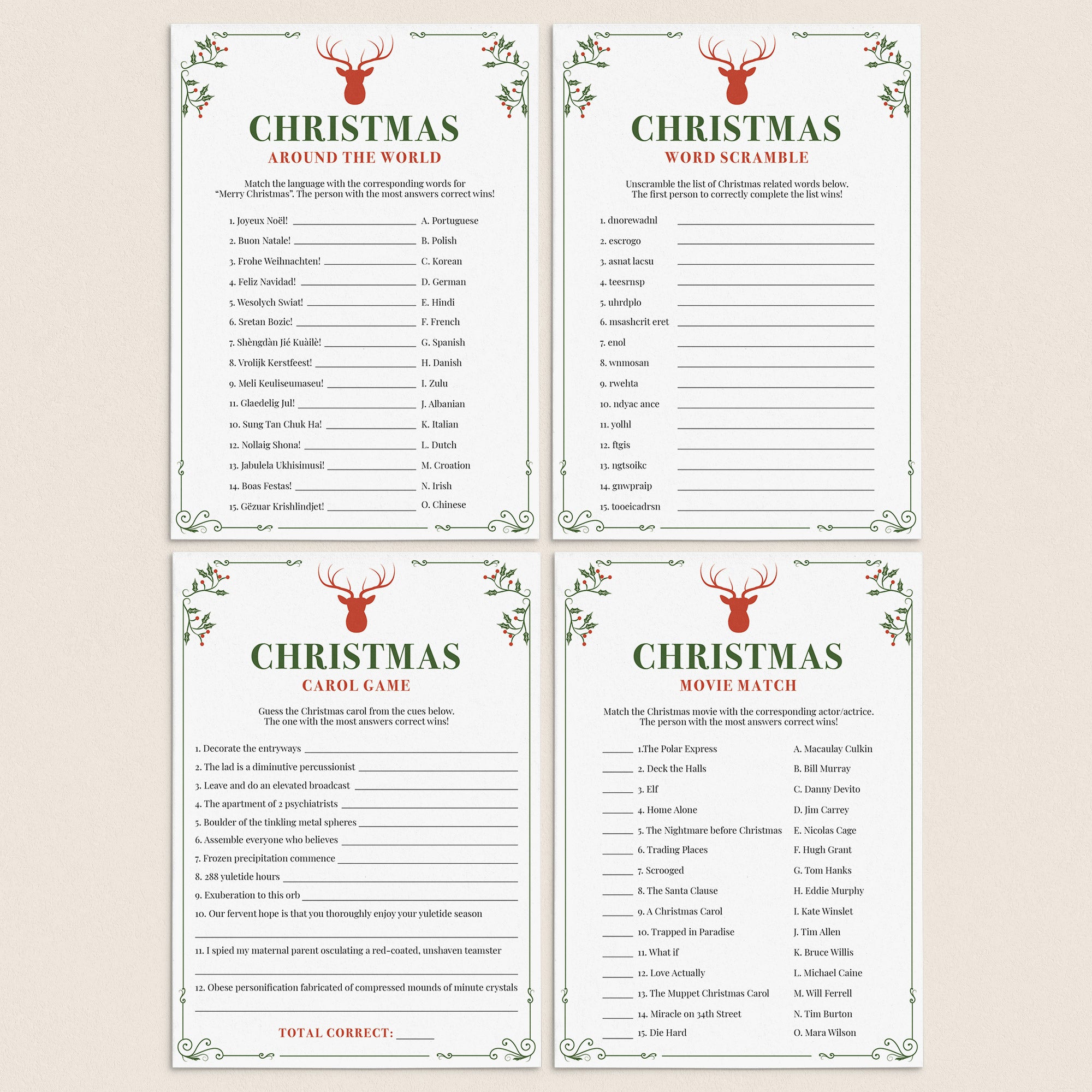 Christmas Office Party Games Bundle Printable by LittleSizzle